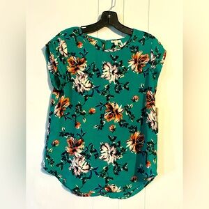 Lily White Green Cap Sleeve Boxy Blouse